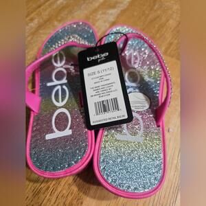 Bebe Glitter Flip Flop With Rhinestones